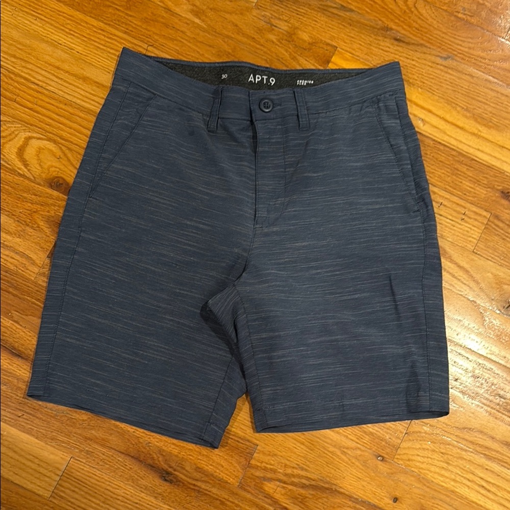 Men's Blue Flat Front Shorts